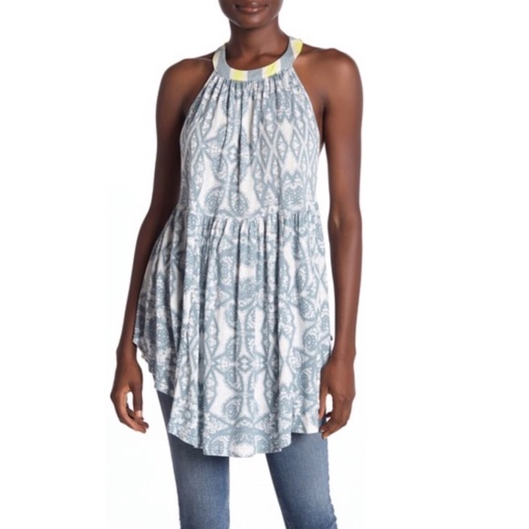 Free People Mimi Printed Halter Neck Tunic Top - Picture 4 of 12